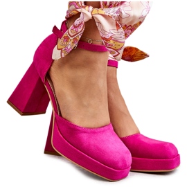 PS2 Décolleté con plateau e tacco grosso in camoscio fucsia Diame rosa