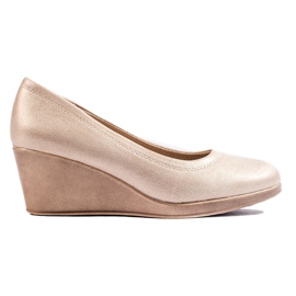 Shelovet décolleté con zeppa da donna con glitter d'oro