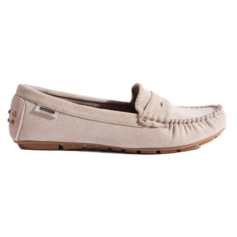 Mocassini donna in camoscio Shelovet elastico beige