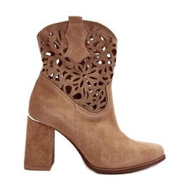 Lewski Shoes Stivaletti Traforati in Pelle Scamosciata Leewski Shoes 3264 Beige Scuro marrone