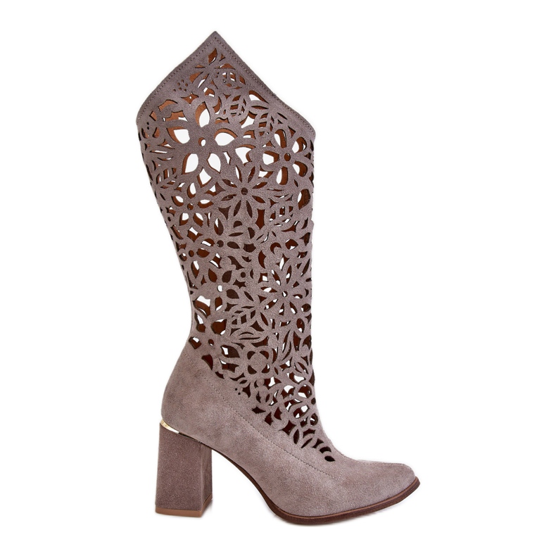 Lewski Shoes Stivali Traforati in Pelle Scamosciata Leski Shoes 3234 Cappuccino multicolore