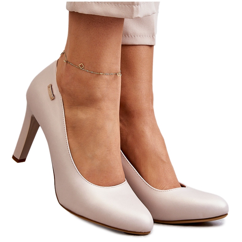Décolletée Donna Con Tacco Sergio Leone Beige Chiaro Pearl Campbell
