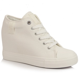 Sneakers da donna sulla zeppa bianca Big Star LL274035 bianco