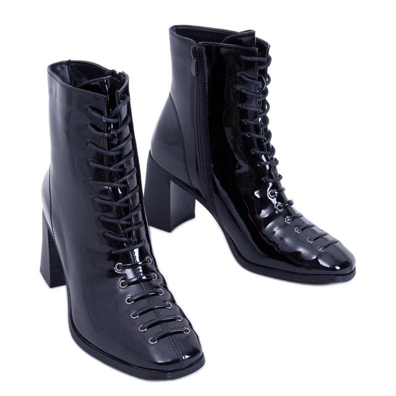 BM Stivaletti con tacco alto, laccati Aubrey Black nero