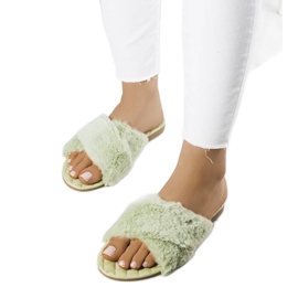 Pantofole Karsyn verdi con pelliccia verde
