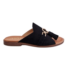 Lewski Shoes Pantofole in pelle scamosciata da donna Leewski Shoes 3226 nere nero