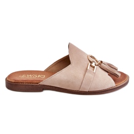 Lewski Shoes Pantofole da donna in camoscio Leewski Shoes 3226 Beige