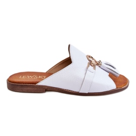 Lewski Shoes Pantofole in Pelle da Donna Leski Shoes 3226 Bianche bianco