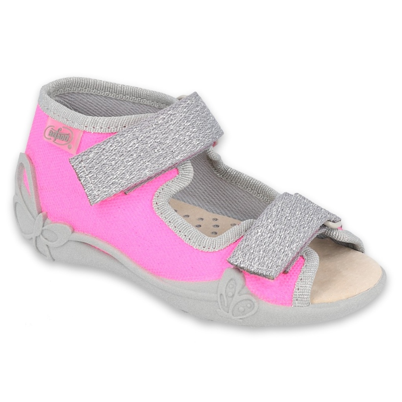 Scarpe per bambini Befado 342P032 rosa d'argento grigio