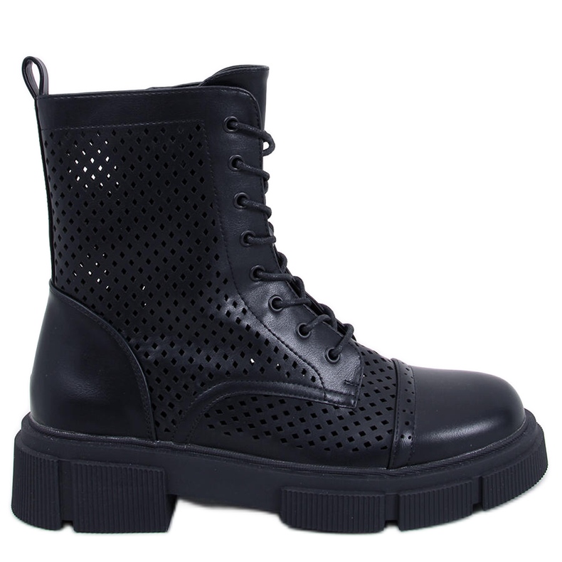 BM Stivali stringati traforati Wyman Black nero