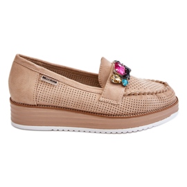 PM1 Mocassini Con Plateau Decorati Da Donna Beige Adelyn