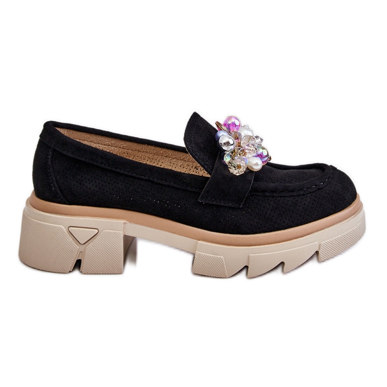 PM1 Scarpe Mocassini Da Donna Con Ornamenti Nero Issac
