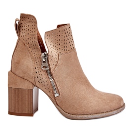 PM1 Stivali con tacco grosso in camoscio Camden beige