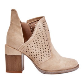 PM1 Layne Stivali cut-out in pelle scamosciata beige chiaro