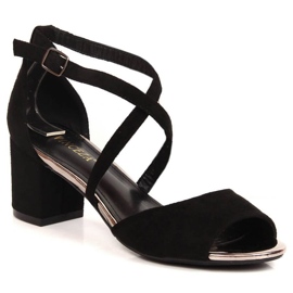 Sandali con tacco in pelle scamosciata Vinceza W JAN174 nero