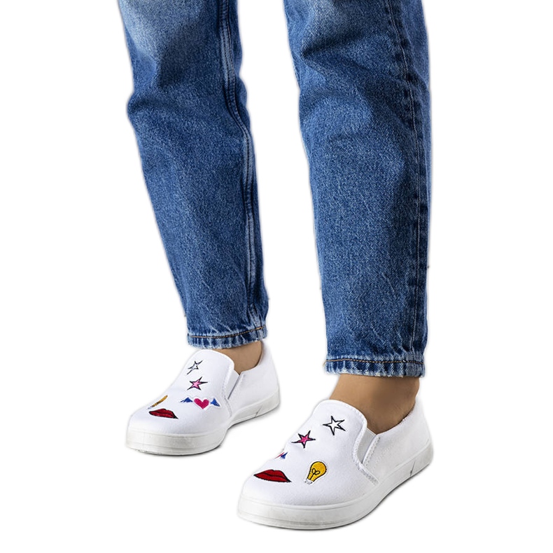 Sneaker Anais in tessuto bianco con toppe bianca