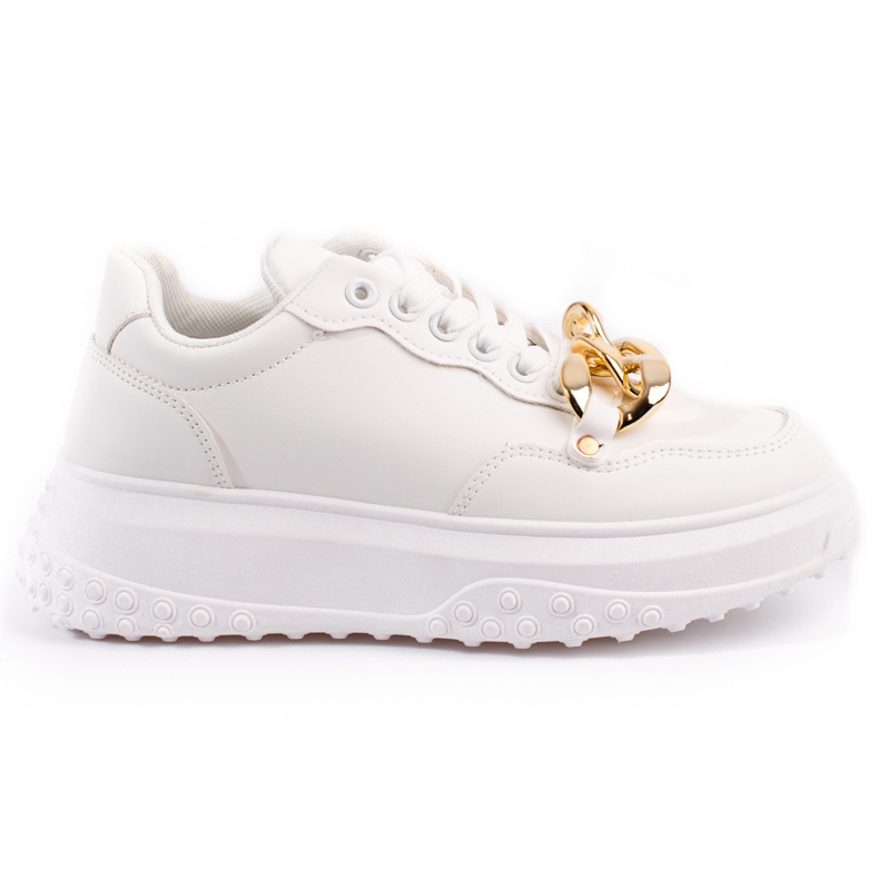 Sneakers bianche da donna con catena bianca