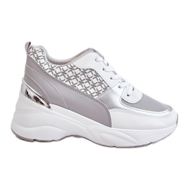 Scarpe Sportive Da Donna Con Plateau Bianche E Grigie Ferrina bianca