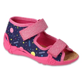 Slifori per bambini di Befado Inserto in sughero 343p002 Pink-Navy rosa