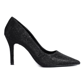 Shelovet tacchi alti da donna neri con glitter nero
