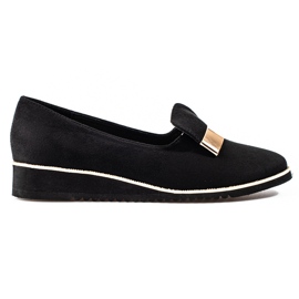Scarpe da donna leggere Shelovet con decoro oro in camoscio nero