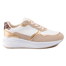 Scarpe sportive da donna Shelovet con stampa leopardata sul tallone beige
