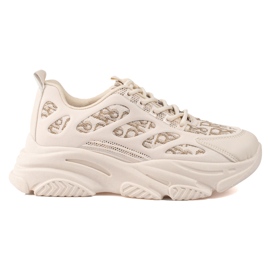 Sneakers da donna Shelovet su suola spessa beige