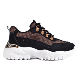 Sneakers nere da donna con motivo nero