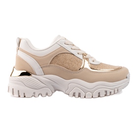 Sneakers beige da donna sulla piattaforma Shelovet