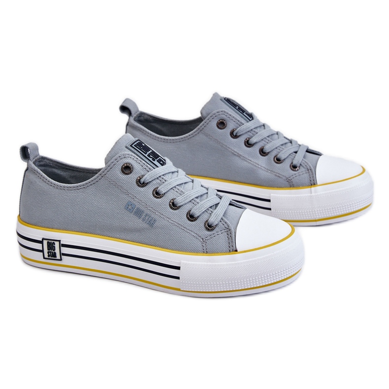 Sneakers da donna in tessuto con plateau Big Star LL274183 Azzurro blu
