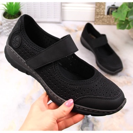 Comode scarpe traforate da donna con velcro nero Rieker L32B5-00