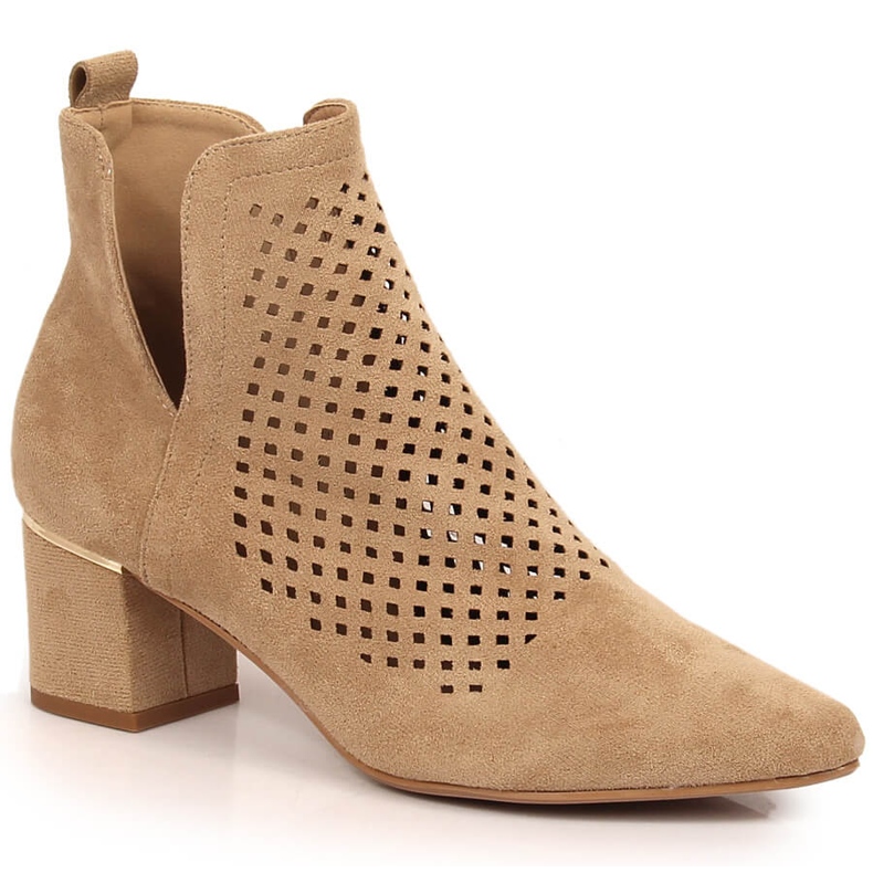 Stivali da donna in camoscio traforato beige Vinceza 10892