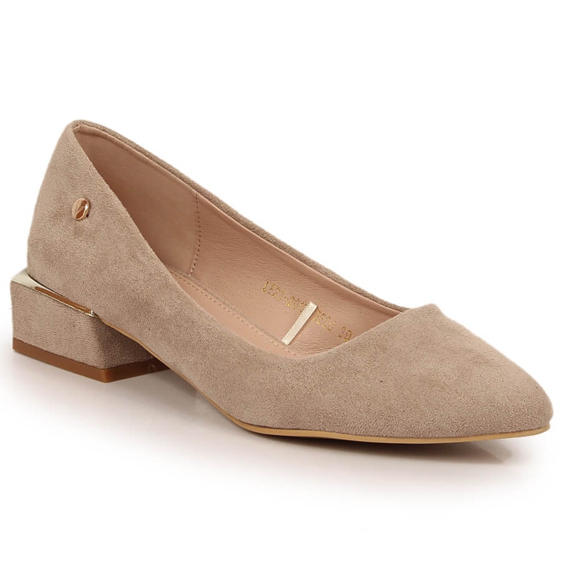 Décolleté in camoscio beige a punta da donna Vinceza 20198