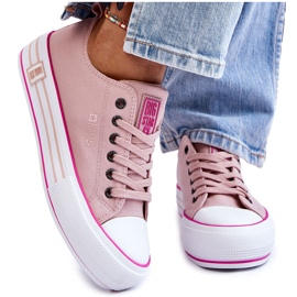 Sneakers da donna in tessuto con plateau Big Star LL274181 rosa