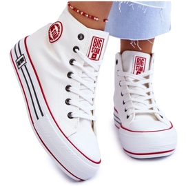 Sneakers da donna con plateau in tessuto alto Big Star LL274185 Bianche bianca