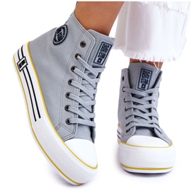 Sneakers alte da donna in tessuto con plateau Big Star LL274188 Azzurro blu