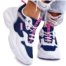 Scarpe sportive leggere da donna Big Star LL274376 bianche e blu navy bianco