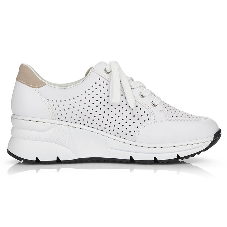 Rieker N6304-80 zeppa in pelle bianca