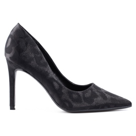 Shelovet tacchi alti da donna in fantasia leopardata nera nero