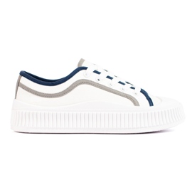 Sneakers basse da donna con plateau Shelovet bianche bianco