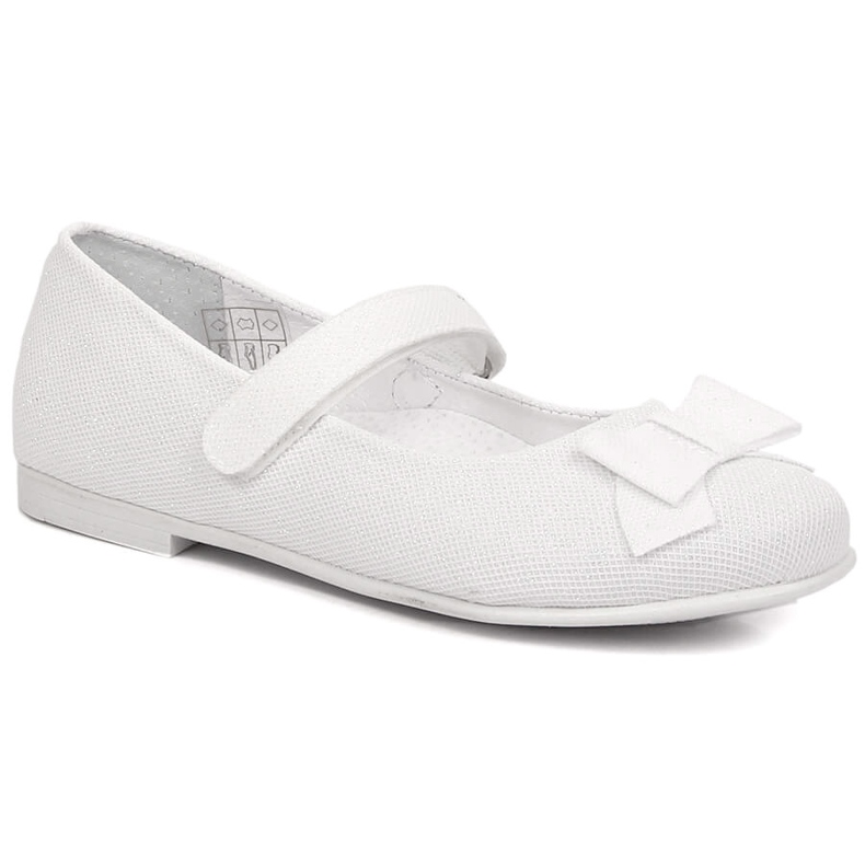 Ballerine Comunione bambina bianche lucide con velcro Kornecki 6802 bianca