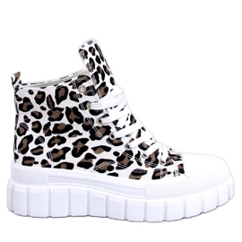PA1 Sneakers alte leopardate Lion Leopard beige bianca nero