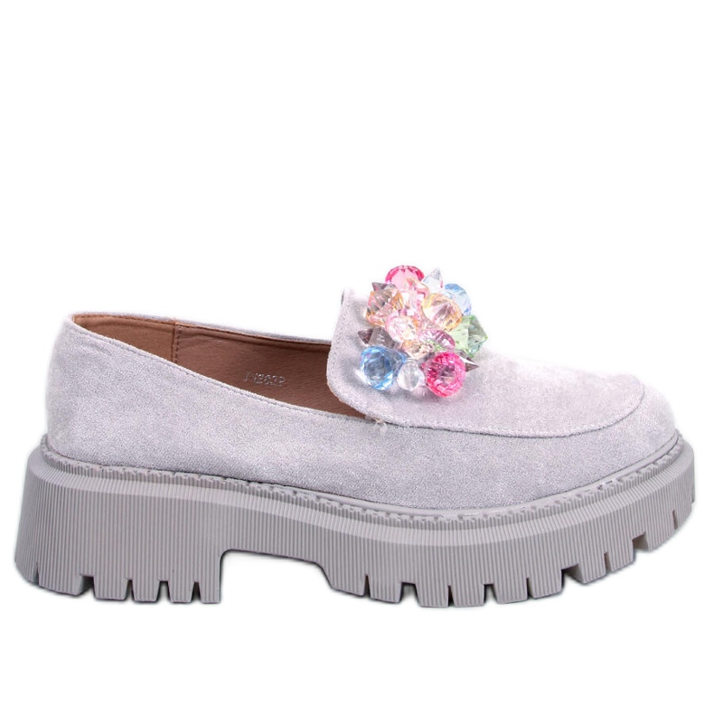 PA1 Stefani Mocassini platform con perline grigie grigio