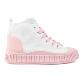 Shelovet sneakers da donna alte bianche e rosa bianca
