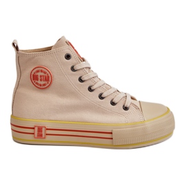Sneakers da donna con plateau alto in tessuto Big Star LL274187 Beige