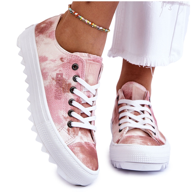 Sneakers basse alla moda Big Star LL274044 Rosa-Beige bianca