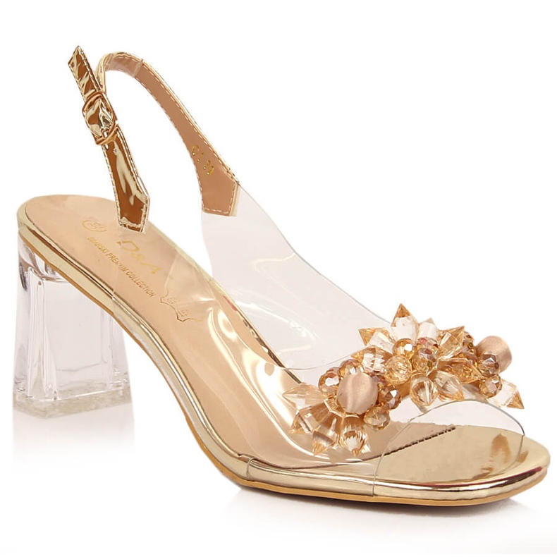 Sandali con tacco da donna oro trasparente D&amp;A MR-C1 d'oro