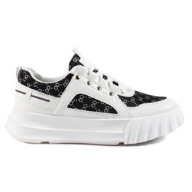 Scarpe sportive da donna Shelovet bianche con inserti neri bianca nero