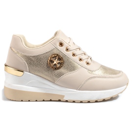Sneakers con zeppa da donna Shelovet beige d'oro