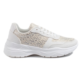 Scarpe sportive da donna Shelovet con fantasia bianca lucida bianco argento